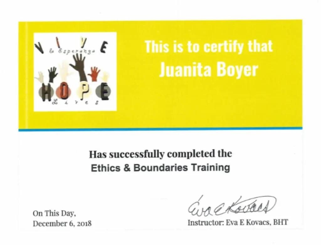 Ethics and Boundaries Training certificate