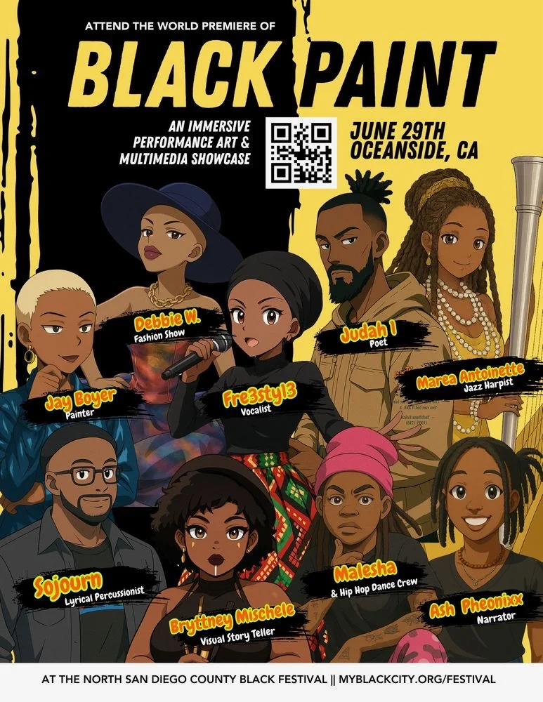 Flyer for Black Paint, an immersive performance art and multimedia showcase