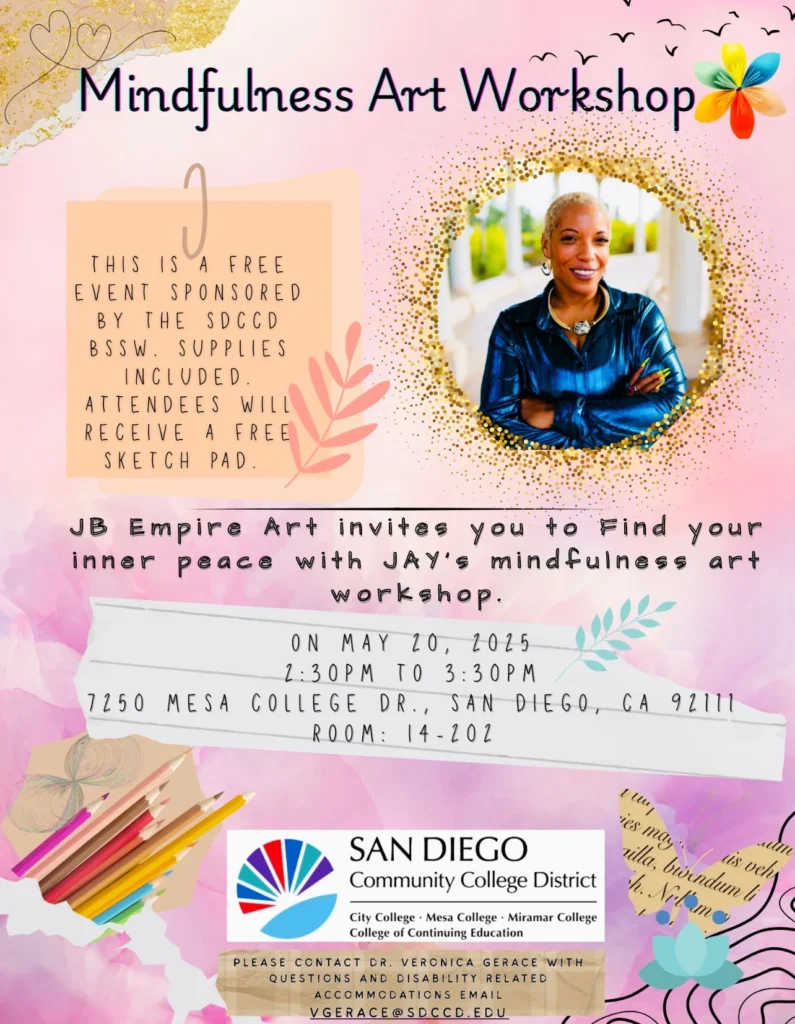 Flyer for the Mindfulness Art Workshop, May 20, 2025